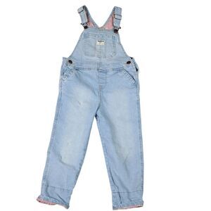 Vintage‎ OshKosh B' Gosh Girl Sz 5T One Piece Denim Jean Overalls Cotton Y2k